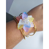 Brazalete Flor de Colores Acero