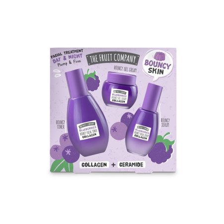 Set tratamiento facial Bouncy skin Arándanos colágeno: Tónico+Crema+Serum