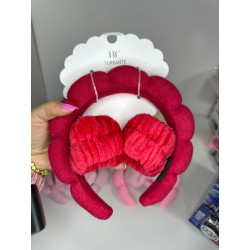 Turbante con muñequeras para maquillar