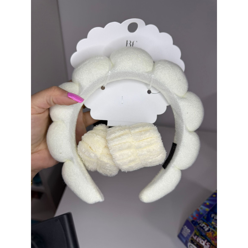 Turbante con muñequeras para maquillar