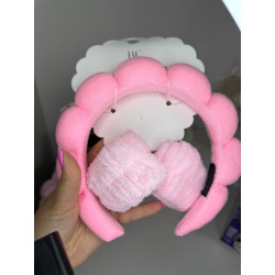 Turbante con muñequeras para maquillar