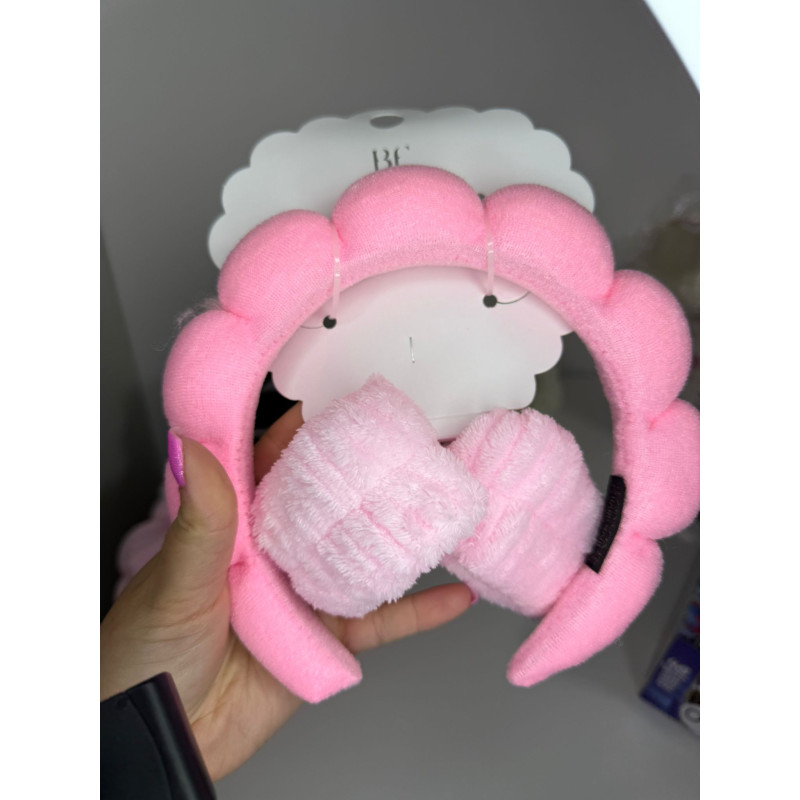 Turbante con muñequeras para maquillar