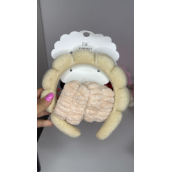 Turbante con muñequeras para maquillar