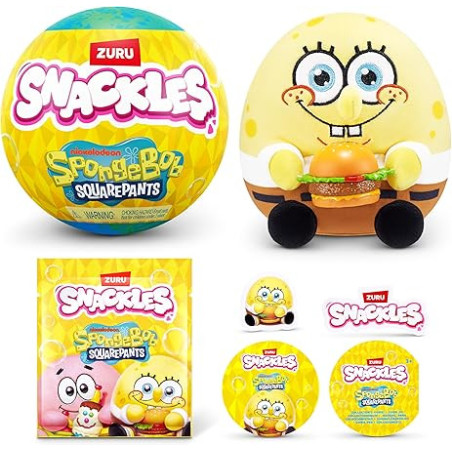 Peluche de 13 cm de Personaje Snackles Bob Esponja de ZURU, Peluche con Accesorio de Snacks