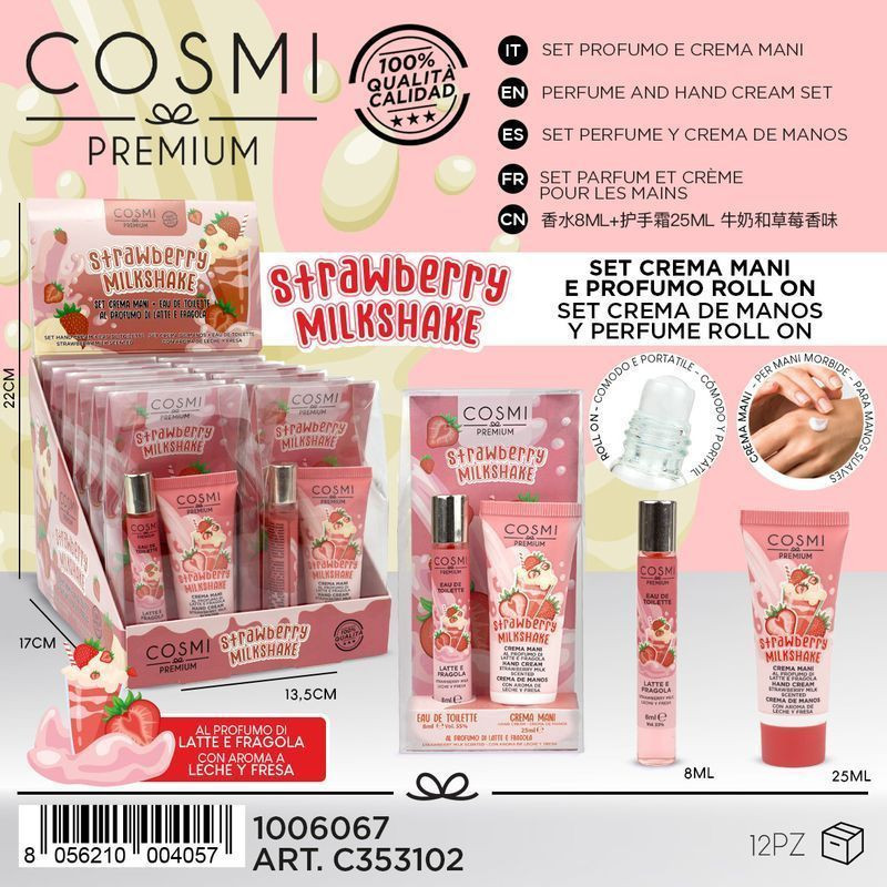 Mini set colonia mas crema de manos Fresa