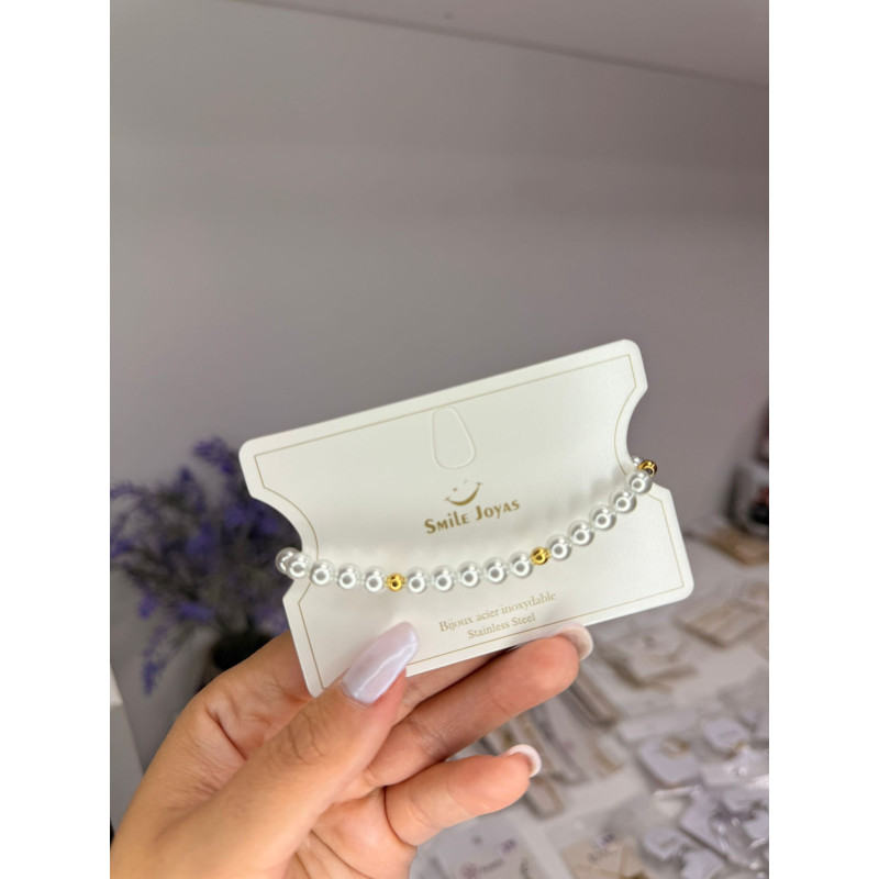 Pulsera perlas. Acero