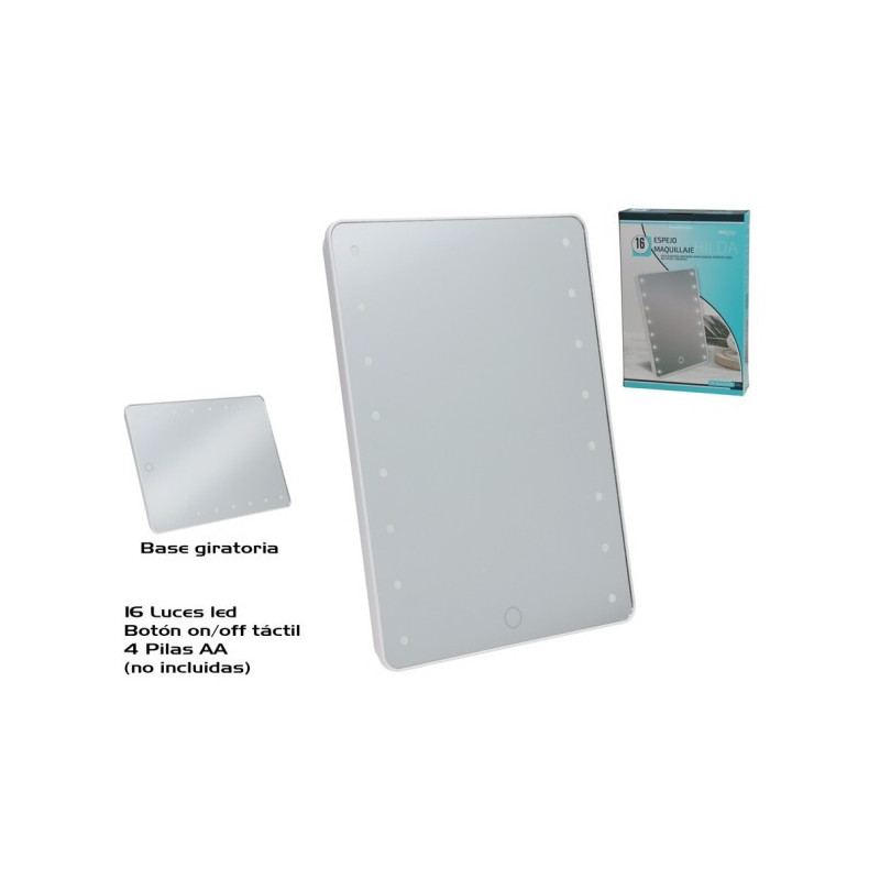 Espejo maquillaje c/16 led hilda 20.5x4.5x28 cm